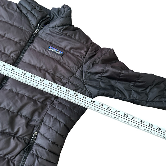 Patagonia Goose Down Puffer Jacket Women’s XS Black Pockets Insulated FLAWS READ - Picture 8 of 12